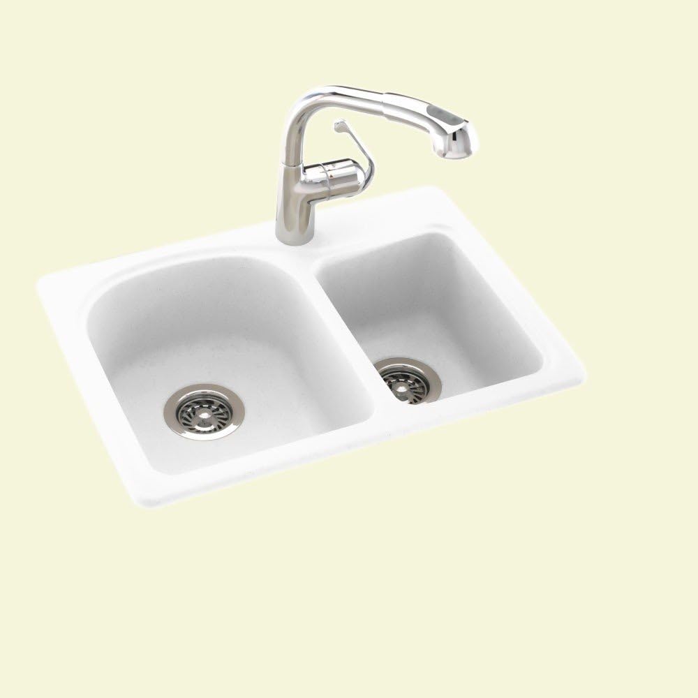 Swan KSDB-2518-010 Swanstone 25 in. x 18 in. Double-Basin Dual-Mount Kitchen Sink (Multiple Colors)