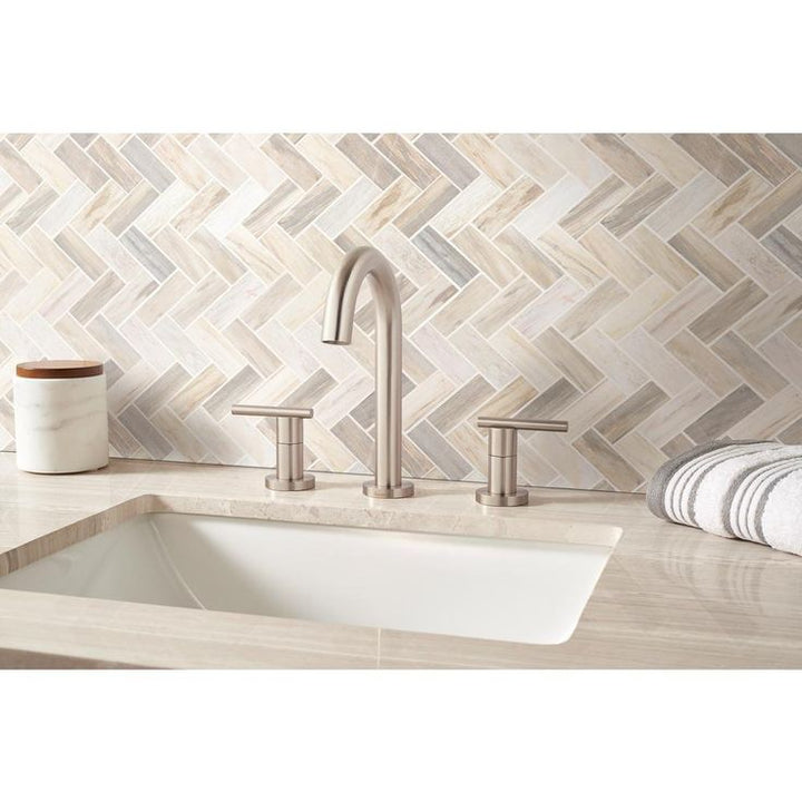 MSI Angora Herringbone 12 in. x 12 in. x 10mm Polished Marble Mesh-Mounted Mosaic Tile (10 sq. ft. / case)