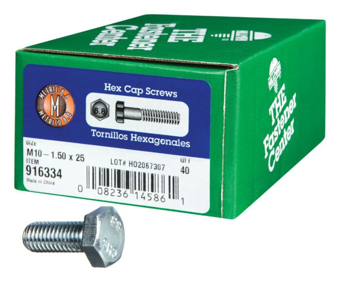 Hillman M10-1.50 x 25 mm Heat-Treated Steel Hex Head Cap Screws, Box of 40