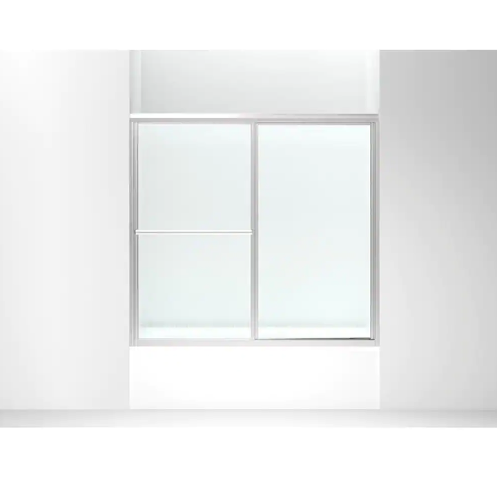 Deluxe 55-60 in. W x 56 in. H Sliding Tub Door in Silver with Rain Glass