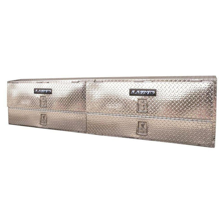 Lund 90 in Diamond Plate Aluminum Full Size Top Mount Truck Tool Box with mounting hardware and keys included, Silver - Super Arbor