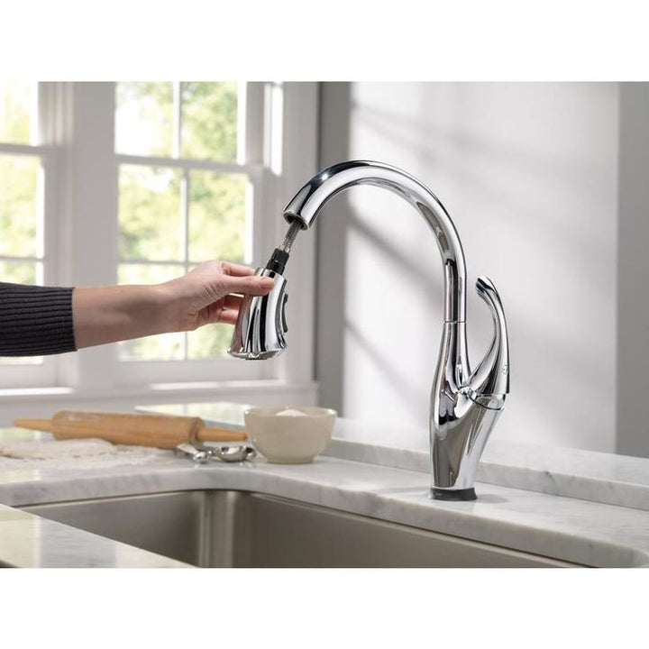 Delta Addison Touch2O Chrome 1-Handle Deck-Mount Pull-Down Touch Kitchen Faucet (Deck Plate Included)