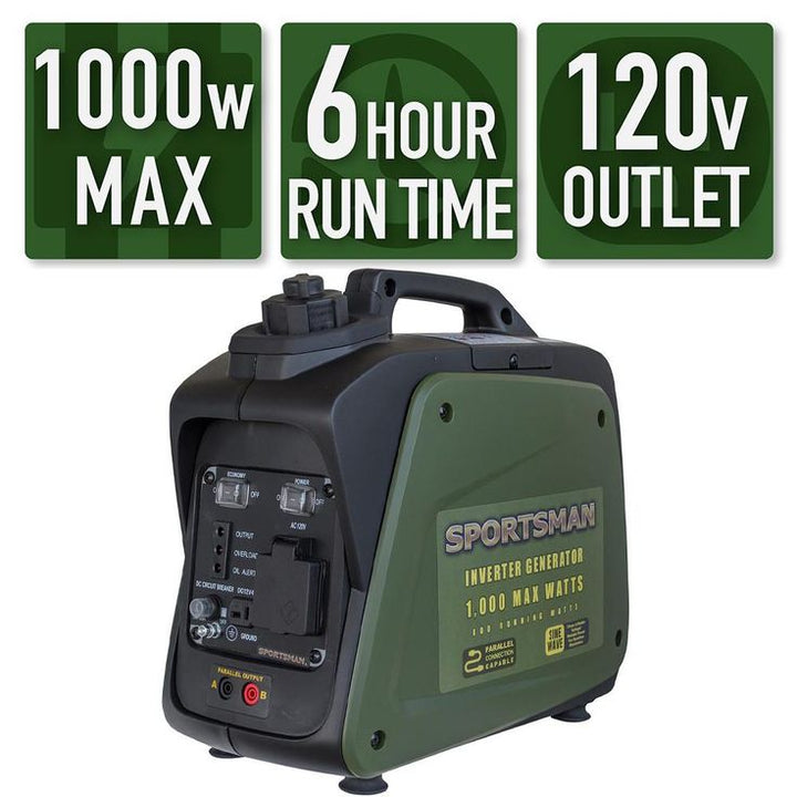 Sportsman 1,000-Watt/800-Watt Gasoline Powered Portable Inverter Generator with Parallel Connection