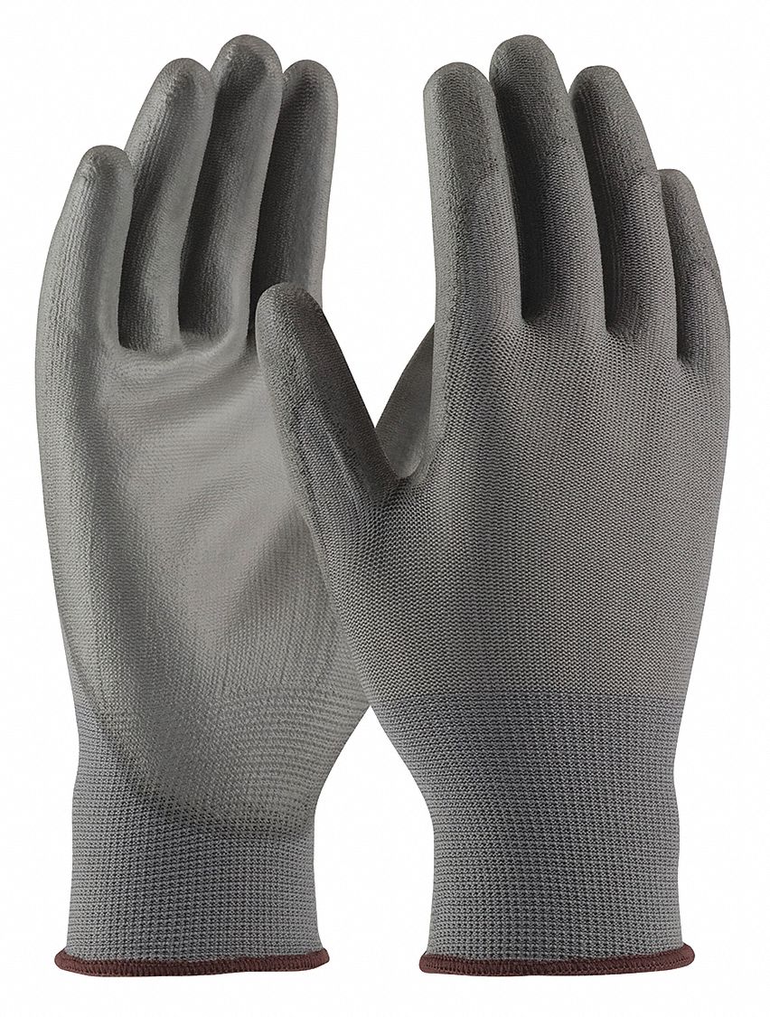 PIP Polyurethane Coated Gloves - Large, Gray, Palm Dipped, 12 Pack