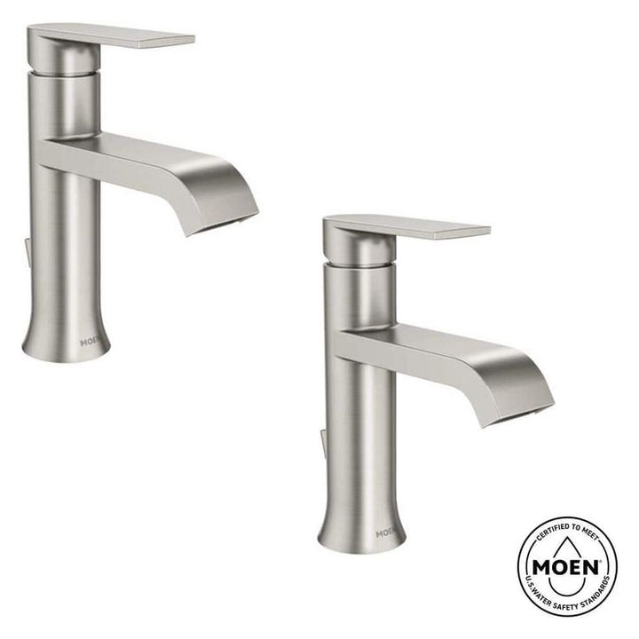 Genta Single Handle Single Hole Bathroom Faucet in Spot Resist Brushed Nickel (2-Pack)