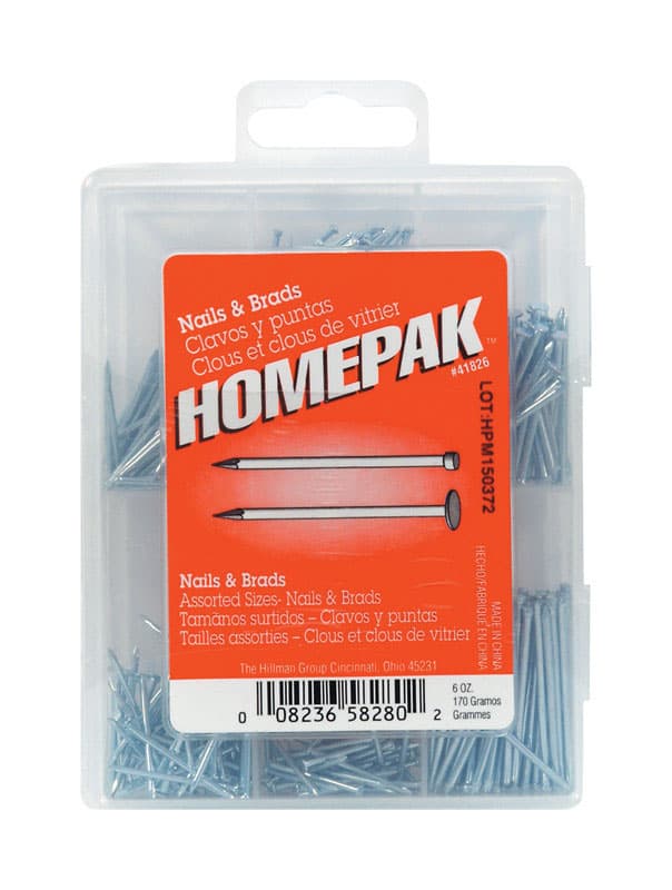 Hillman Homepak Assorted Steel Nails & Brads Kit, Assorted Sizes