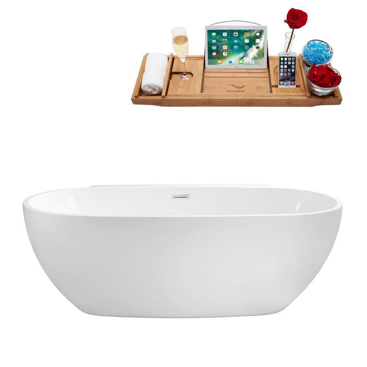 59.1 in. Acrylic Flatbottom Non-Whirlpool Bathtub in Glossy White - Super Arbor