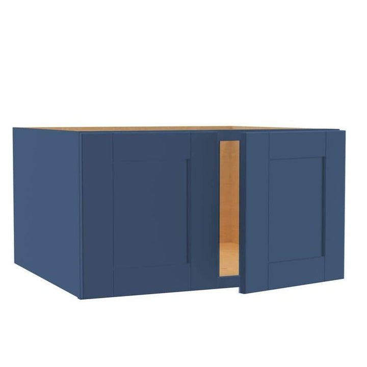 Home Decorators Collection Washington Vessel Blue Plywood Shaker Assembled Wall Kitchen Cabinet Soft Close 27 W in. 24 D in. 15 in. H