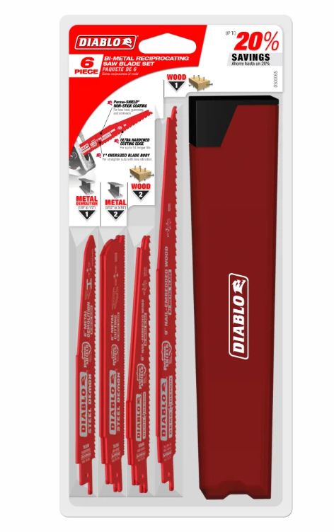 Diablo Bi-Metal Reciprocating Saw Blade Set for Nail-Embedded Wood, Metal & Demolition 6/SET