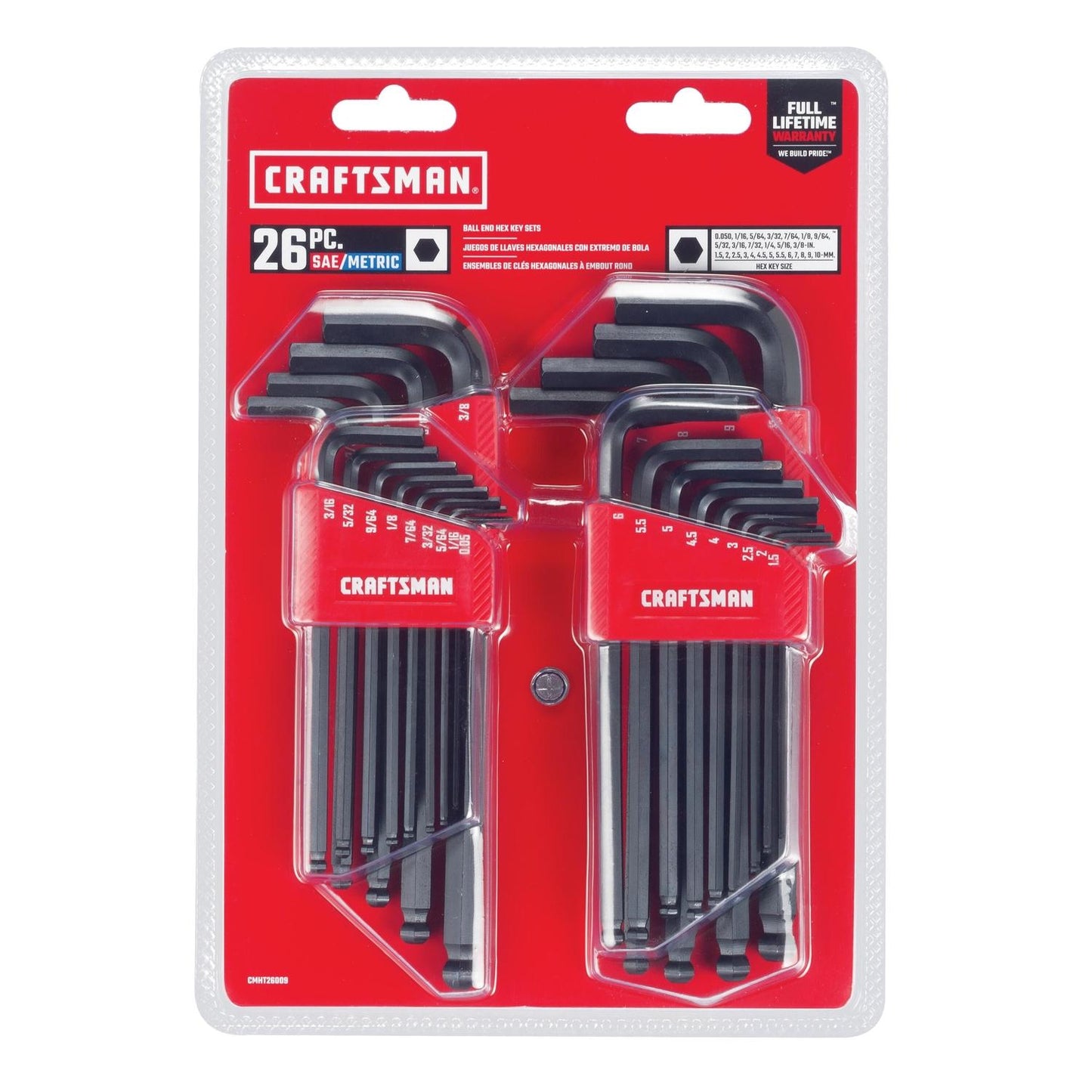 Craftsman 26 pc Metric and SAE Long and Short Arm Ball End Hex Key Set