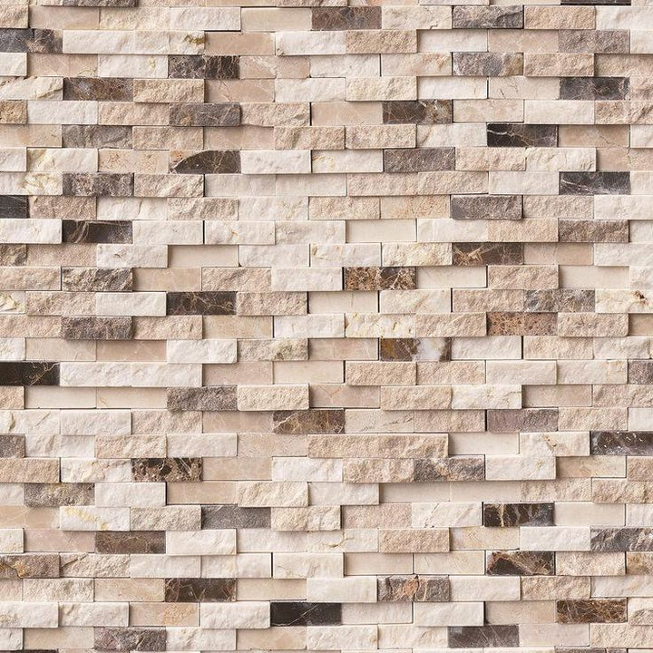 MSI Emperador Blend Split Face 12 in. x 12 in. x 10 mm Textured Marble Mesh-Mounted Mosaic Wall Tile (10 sq. ft. / case)