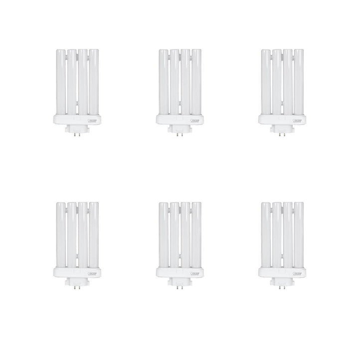27-Watt PL CFLNI Quad Tube 4-Pin Plug-in GX10Q-4 Base Compact Fluorescent CFL Light Bulb, Daylight 6500K (6-Pack) - Super Arbor