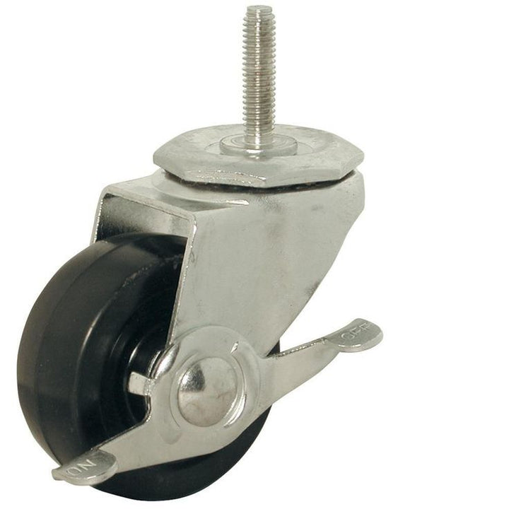 3 in. Soft Rubber Threaded Stem Caster with 150 lb. Load Rating and Brake