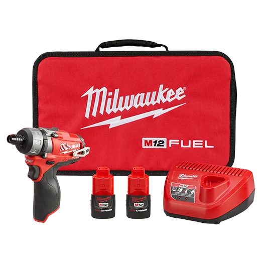 Milwaukee M12 FUEL 12V Cordless 1/4 in. Hex 2‑Speed Screwdriver Kit with M12 3/8 in. Right Angle Drill (Tool‑Only)