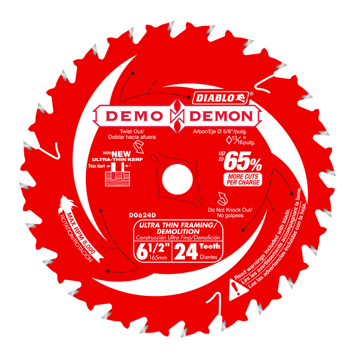Diablo Demo Demon Ultra-Thin Framing & Demolition Saw Blade 6-1/2" 24 Teeth