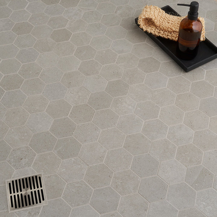 New Rock Fumo Light Gray 3" Hexagon Matte Porcelain Mosaic Tile