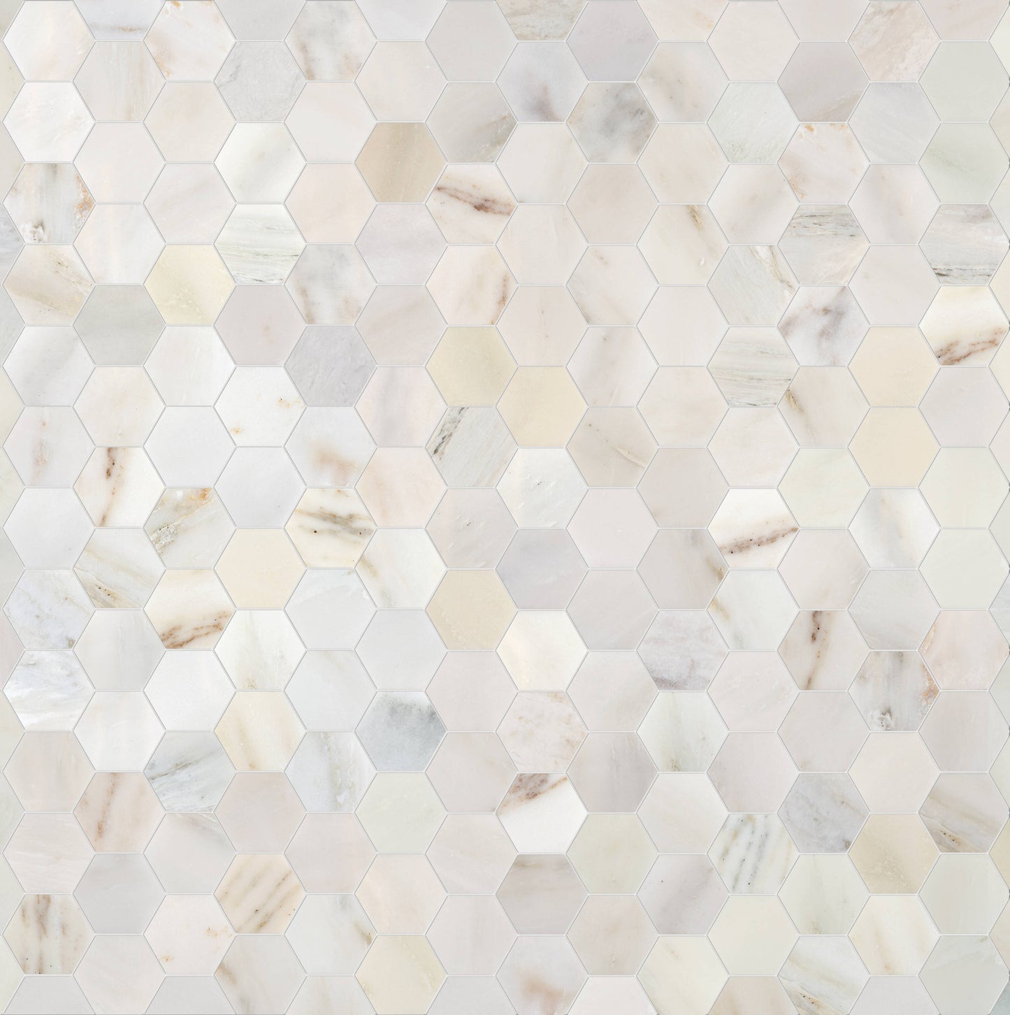 Satori Bianco Perla 12-in x 12-in Polished Natural Stone Look Hexagon Mosaic Floor and Wall Tile (0.96-sq. ft/ Piece)