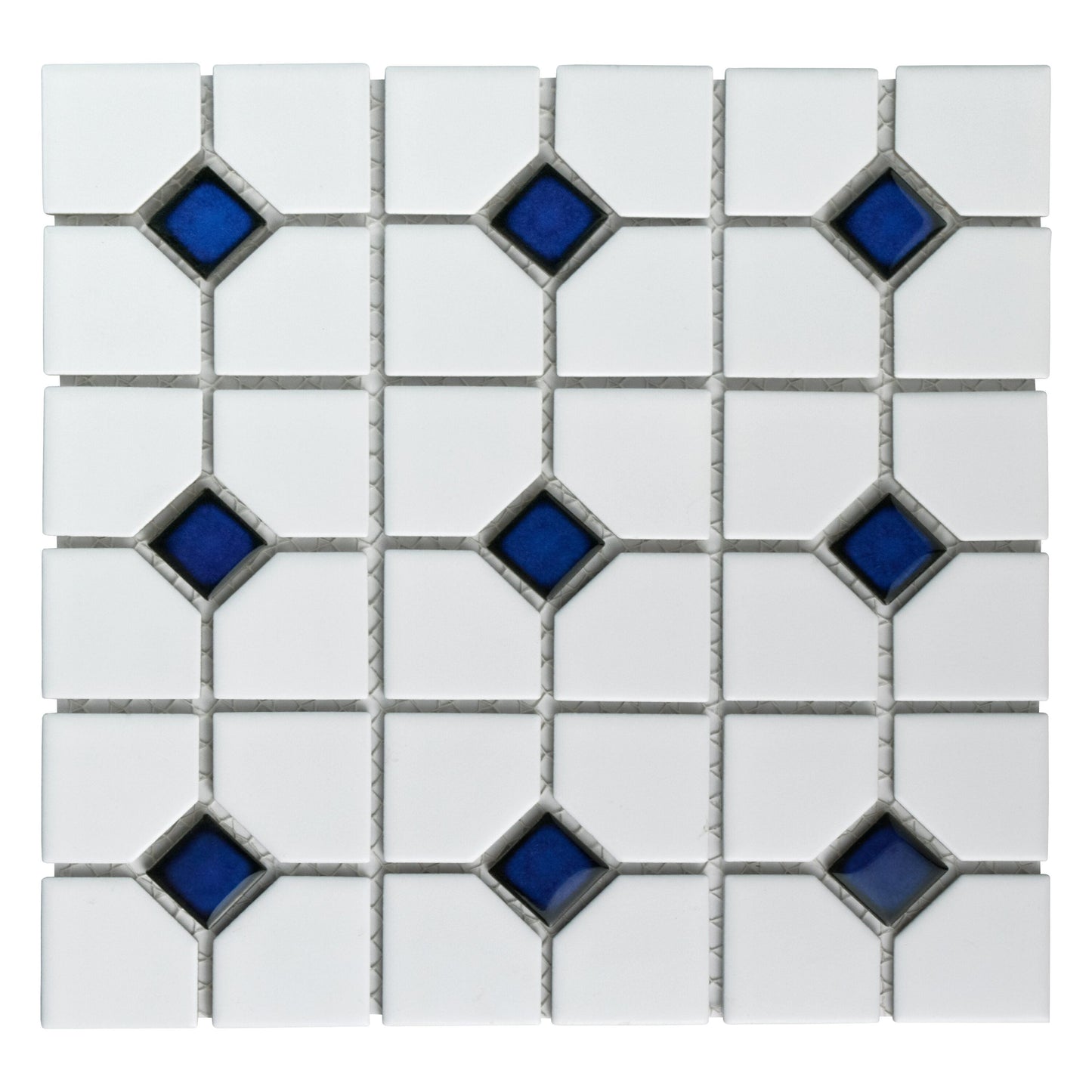 Affinity Tile Oxford Matte White with Cobalt Dot 11-in x 11-in Multi-finish Porcelain Mosaic Floor and Wall Tile product image