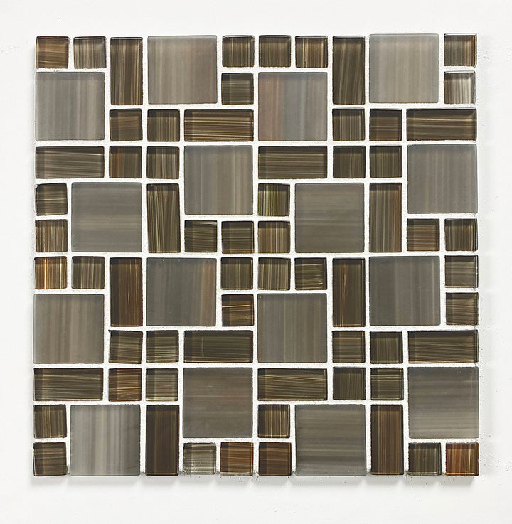 Abolos Handicraft French Pattern Stained Glass Santa Fe Bronze/glossy matte 12-in x 12-in Multi-finish Glass Patterned Mosaic Wall Tile product image
