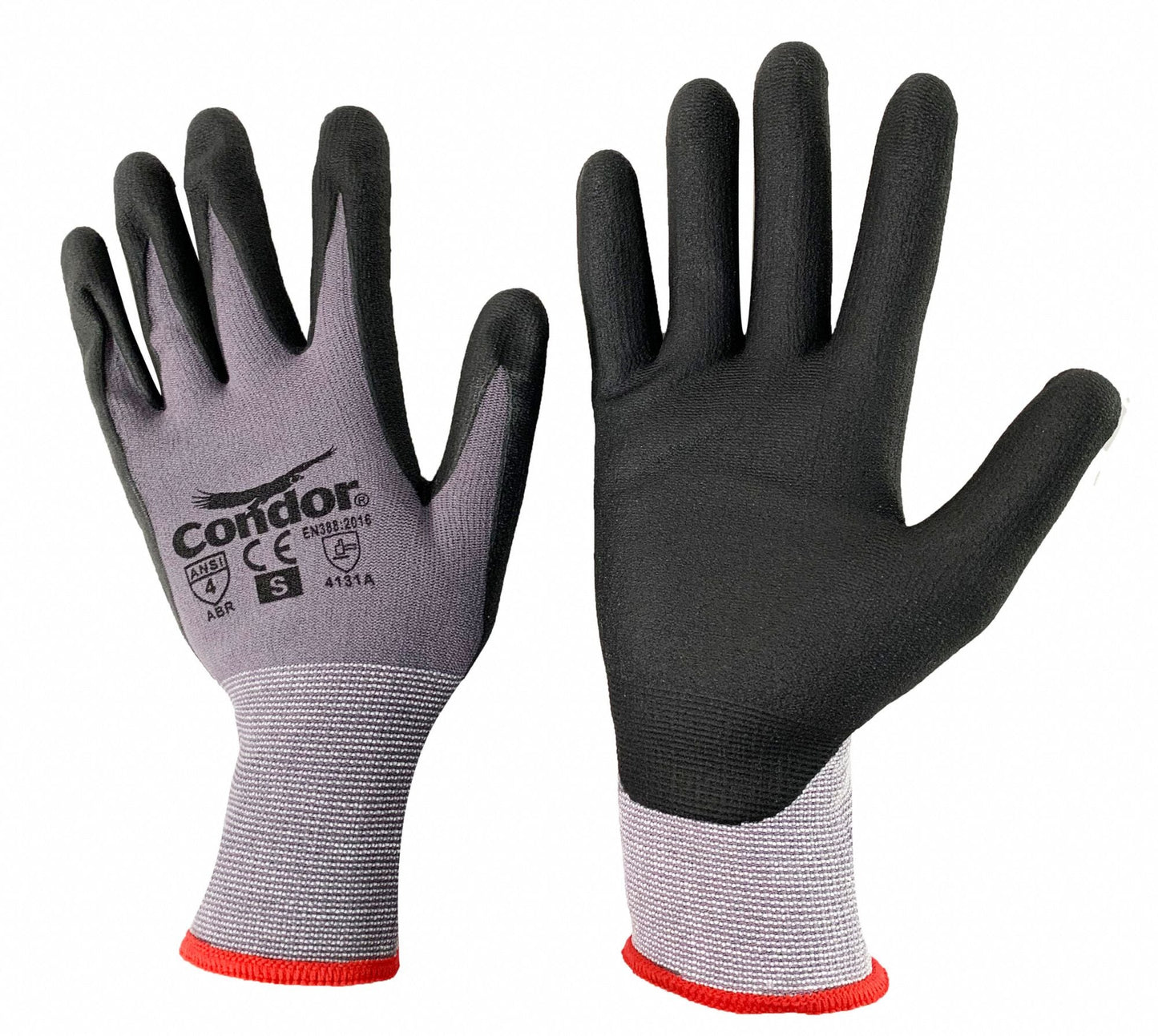 CONDOR Nitrile Coated Gloves 3XL - Sandy Finish, ANSI Abrasion Level 4, Gray