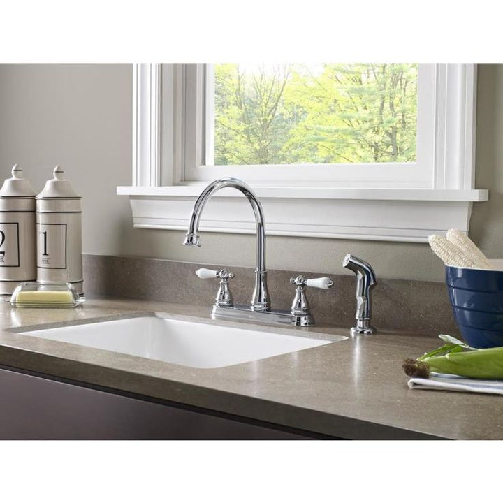 Pfister Sonterra Polished Chrome 2-Handle Deck-Mount High-Arc Handle Kitchen Faucet (Deck Plate Included)