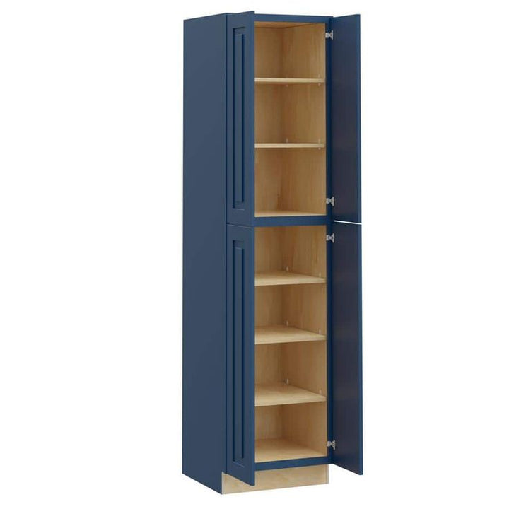 Home Decorators Collection Grayson 24 in. W x 24 in. D x 96 in. H Assembled Plywood Pantry Kitchen Cabinet in Mythic Blue with Soft Close