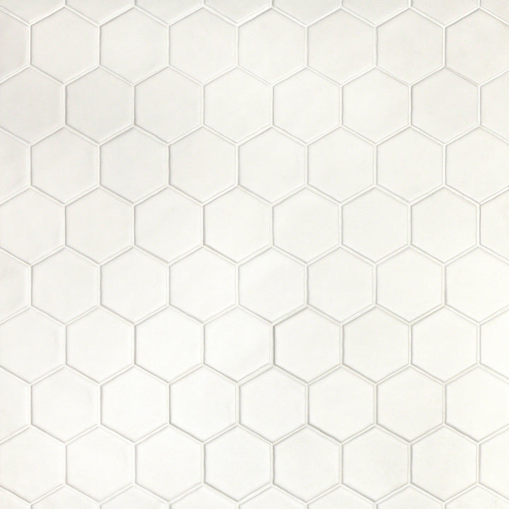 Artmore Tile Milton White 11-in x 12-in Matte Ceramic Cement look Hexagon Mosaic Floor and Wall Tile product image