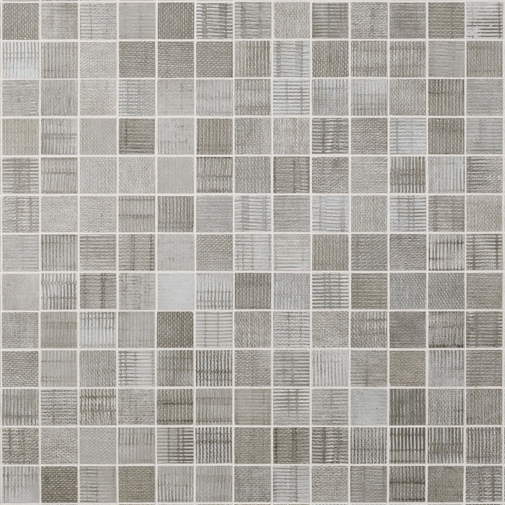 Artmore Tile Tapestry Dark 12-in x 12-in Matte Porcelain Cement look Linear Mosaic Floor and Wall Tile product image