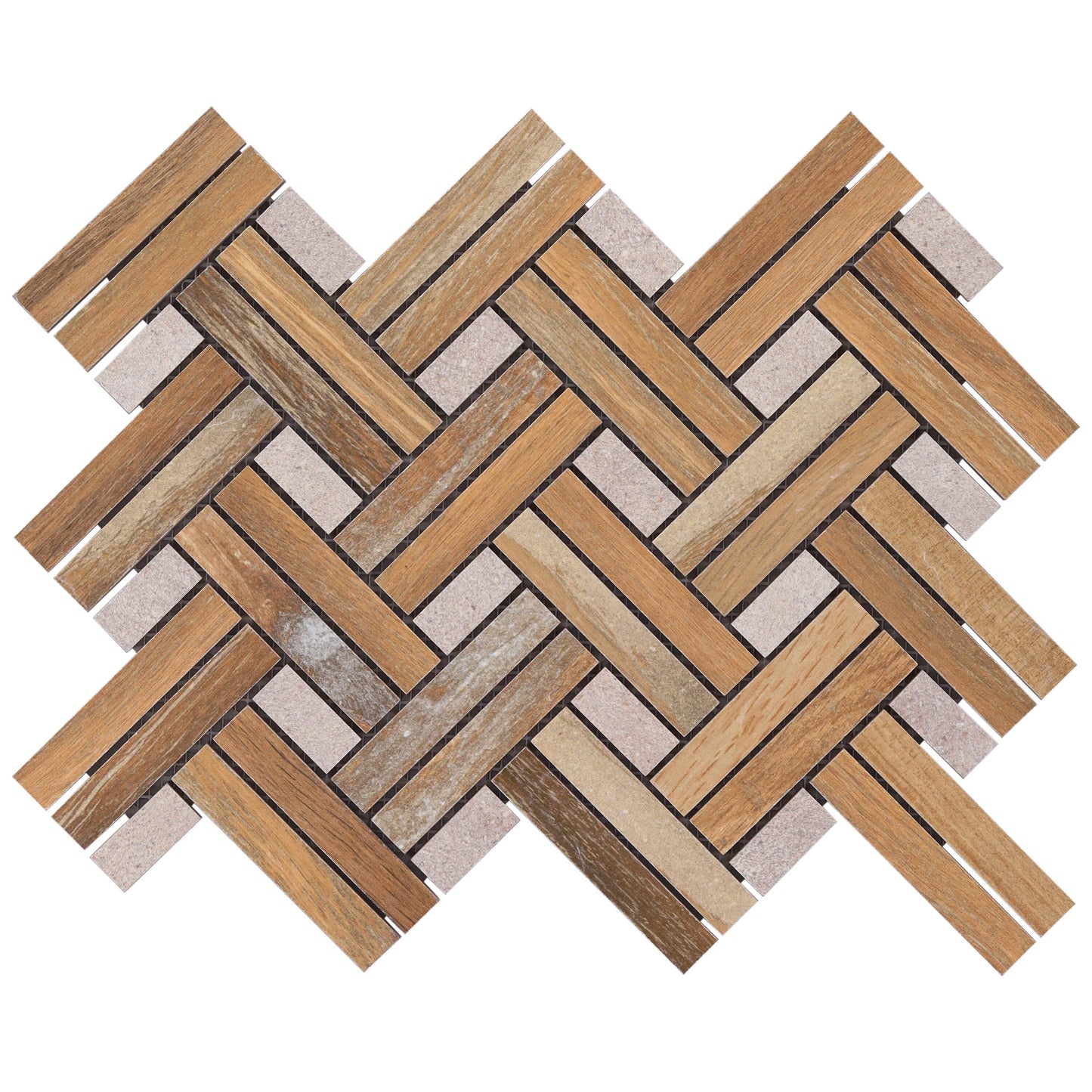 Artmore Tile Immortal Birch 9-in x 18-in Matte Porcelain Wood look Herringbone Mosaic Floor and Wall Tile product image