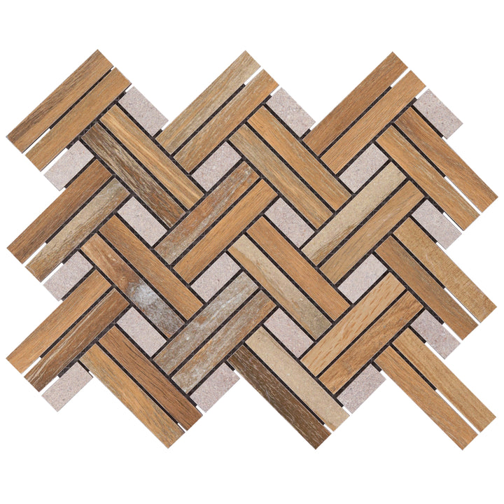 Artmore Tile Immortal Birch 9-in x 18-in Matte Porcelain Wood look Herringbone Mosaic Floor and Wall Tile product image