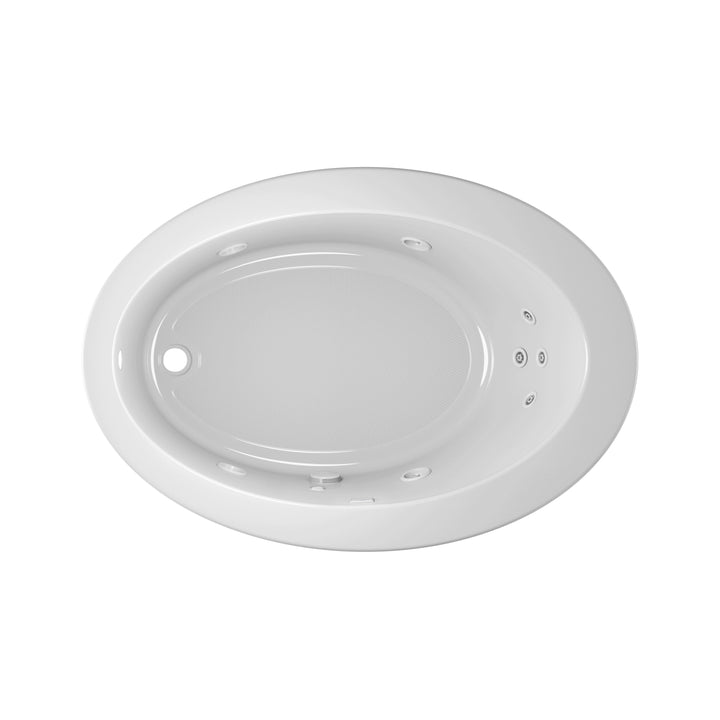 Jacuzzi Riva 62 in. x 43 in. Acrylic Left-Hand Drain Oval Drop-In Whirlpool Bathtub with Heater, White