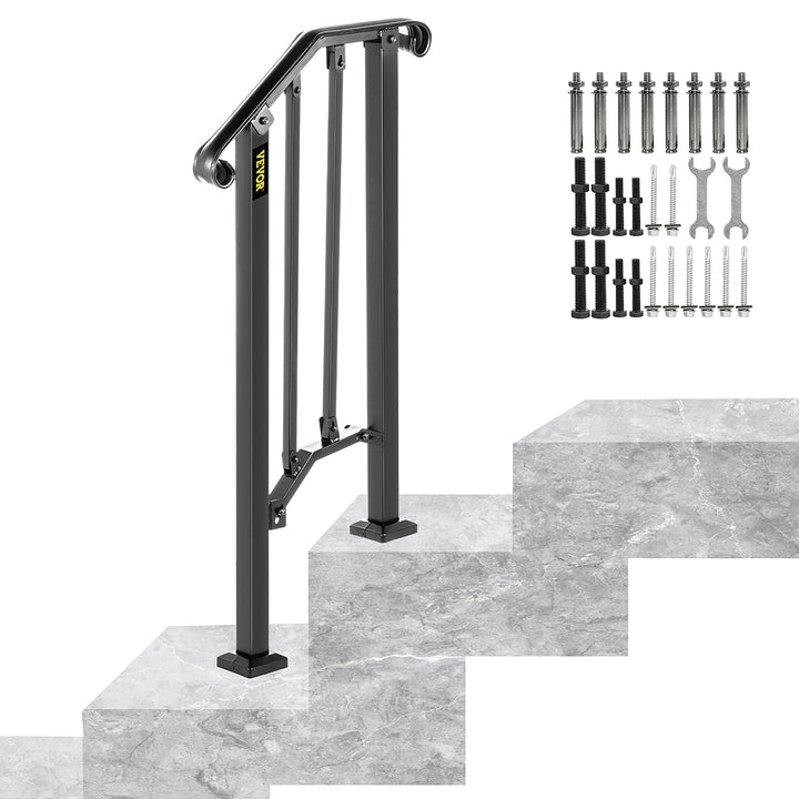 VEVOR Handrails Stair Railing 2-ft x 38-in Black Steel Deck Stair Rail Kit