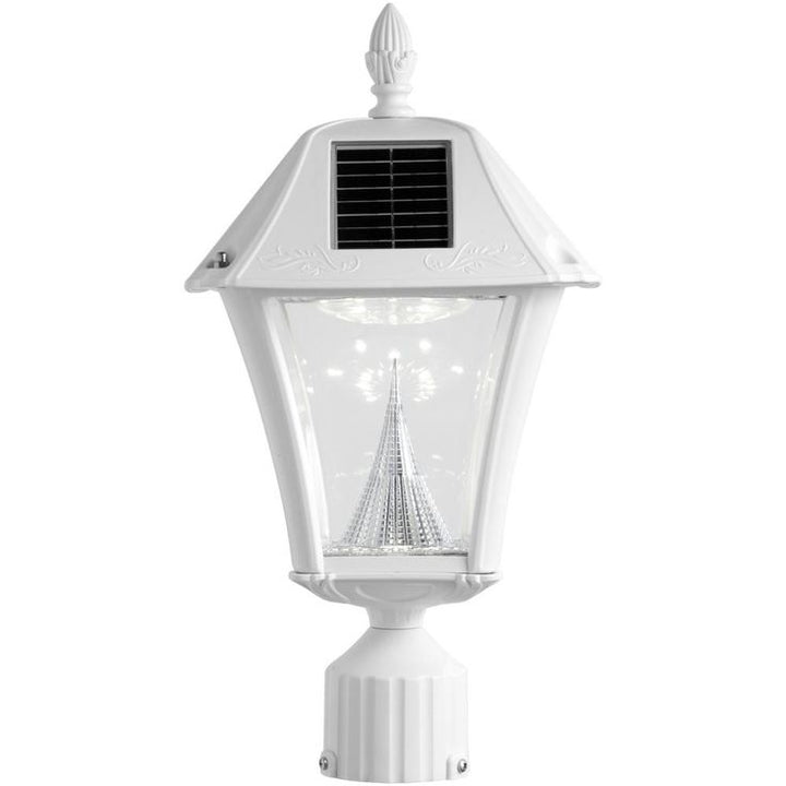 Baytown II White LED Outdoor Resin Solar Post/Wall Light with Warm