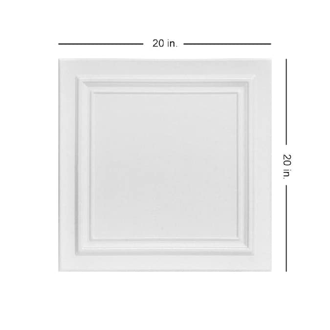 A La Maison Ceilings 1.67-ft x 1.67-ft Line Art Plain White Polystyrene Surface-mount Ceiling Tile (8-Pack, 21.6-sq ft / Case)