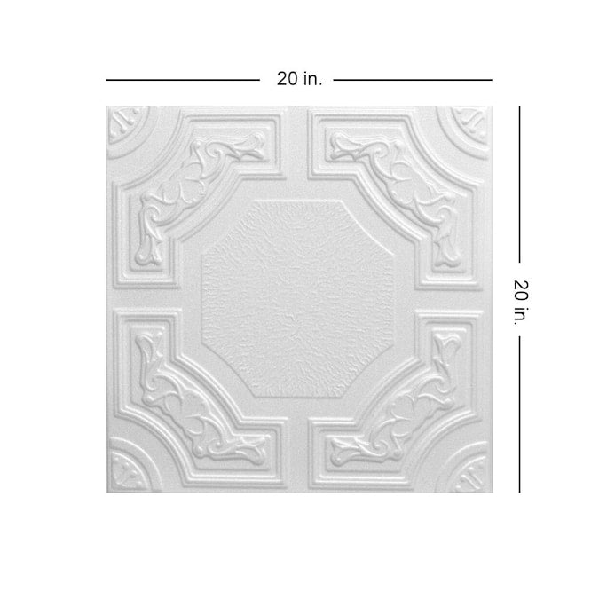 A La Maison Ceilings 1.67-ft x 1.67-ft Evergreen Plain White Polystyrene Surface-mount Ceiling Tile (8-Pack, 21.6-sq ft / Case)