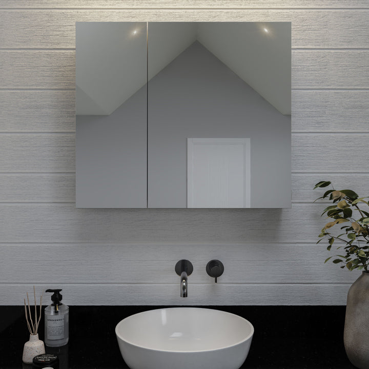 Croydex 30-in x 26-in Surface/Recessed Mount Silver Mirrored Soft Close Medicine Cabinet