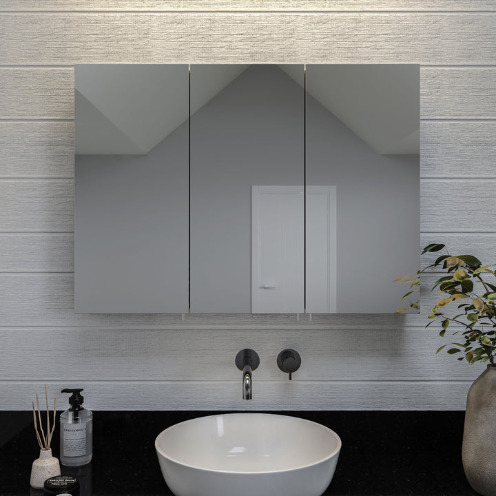 Croydex 36-in x 26-in Surface/Recessed Mount Silver Mirrored Soft Close Medicine Cabinet