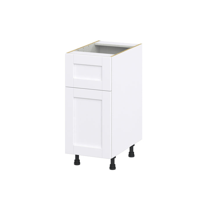 Hugo&Borg Rosemont 15-in W x 34.5-in H x 24-in D Glacier White 1-Drawer Base Fully Assembled Cabinet (Flat Panel Shaker Style)