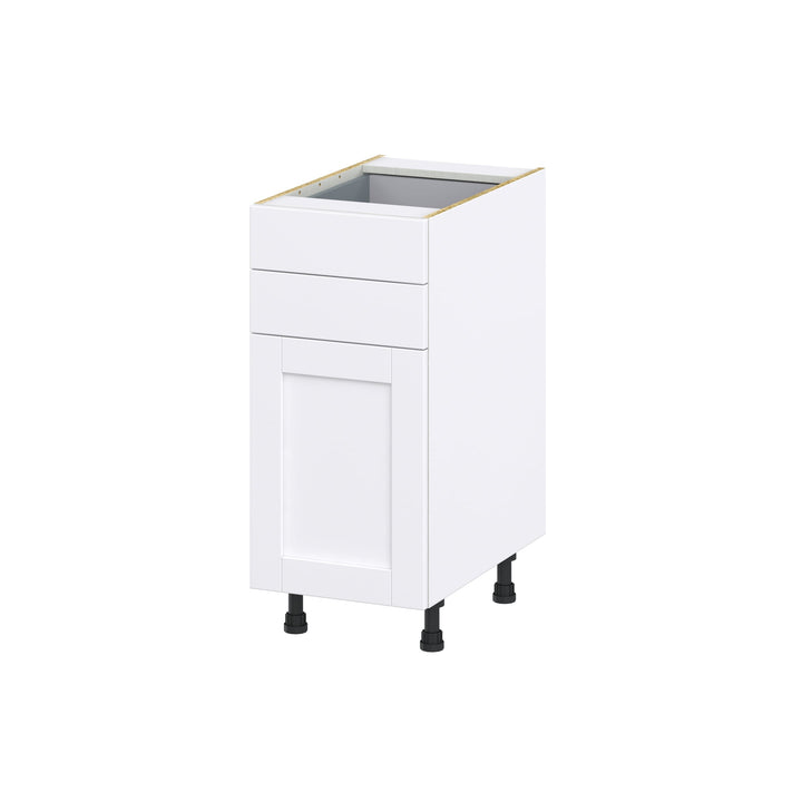 Hugo&Borg Rosemont 15-in W x 34.5-in H x 24-in D Glacier White 2-Drawers Base Fully Assembled Cabinet (Flat Panel Shaker Style)