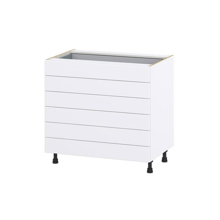 Hugo&Borg Rosemont 36-in W x 34.5-in H x 24-in D Glacier White 6-Drawer Base Fully Assembled Cabinet