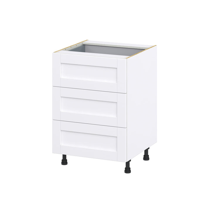 Hugo&Borg Rosemont 24-in W x 34.5-in H x 24-in D Glacier White 3-Drawer Base Fully Assembled Cabinet