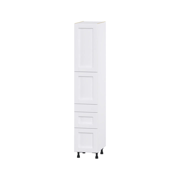 Hugo&Borg Rosemont 15-in W x 84.5-in H x 24-in D Glacier White 3-Drawers Pantry Fully Assembled Cabinet (Flat Panel Shaker Style)