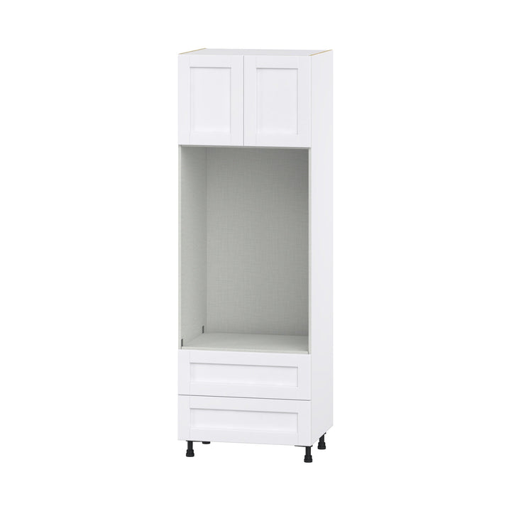 Hugo&Borg Rosemont 30-in W x 89.5-in H x 24-in D Glacier White 2-Drawers Microwave Base Fully Assembled Cabinet (Flat Panel Shaker Style)