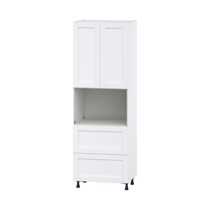 Hugo&Borg Rosemont 30-in W x 89.5-in H x 24-in D Glacier White 2-Drawers Pantry Fully Assembled Cabinet (Flat Panel Shaker Style)