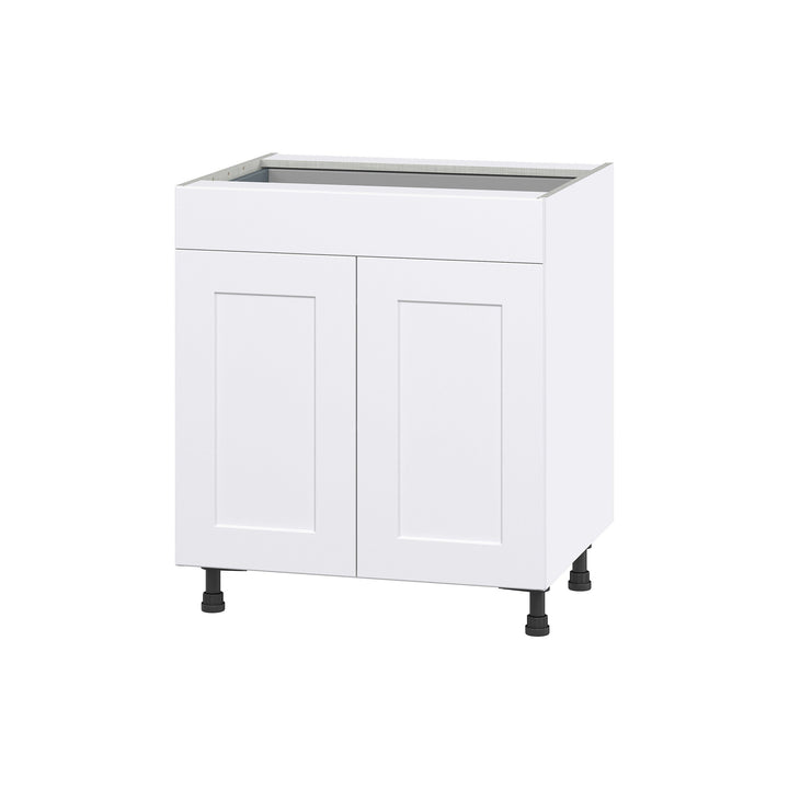 Hugo&Borg Jolie 30-in W x 34.5-in H x 24-in D Warm White 1-Drawer Base Fully Assembled Cabinet (Flat Panel Shaker Style)