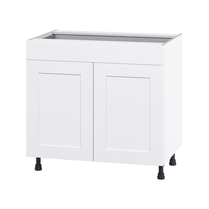 Hugo&Borg Jolie 36-in W x 34.5-in H x 24-in D Warm White 1-Drawer Base Fully Assembled Cabinet (Flat Panel Shaker Style)