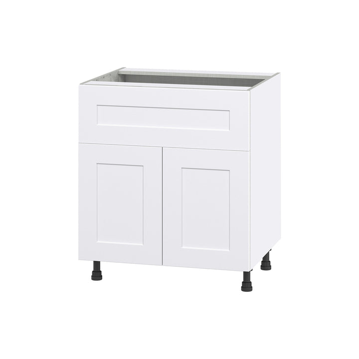 Hugo&Borg Jolie 30-in W x 34.5-in H x 24-in D Warm White 1-Drawer Base Fully Assembled Cabinet (Flat Panel Shaker Style)