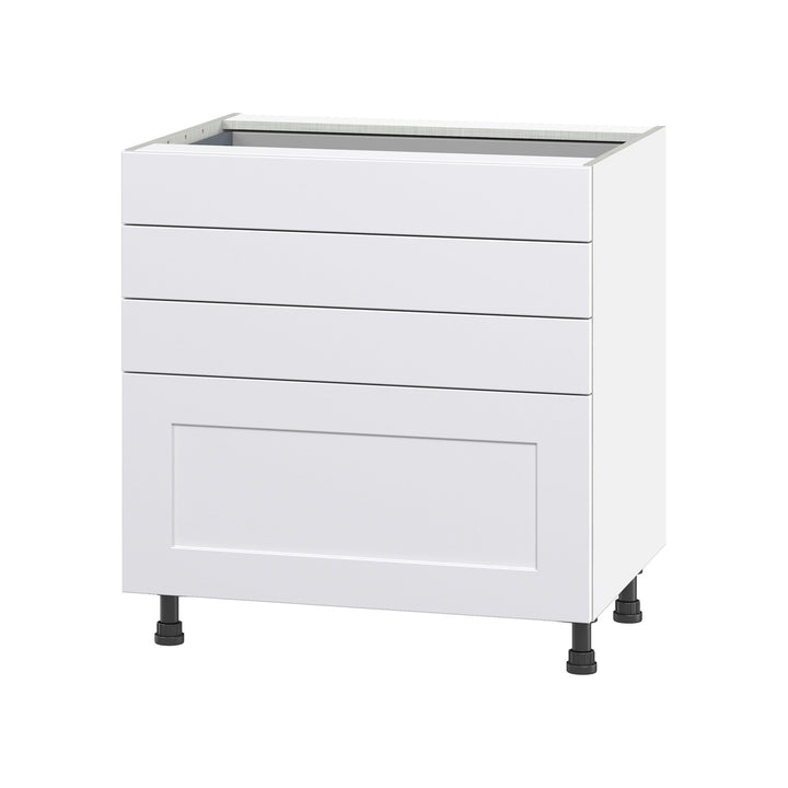Hugo&Borg Jolie 36-in W x 34.5-in H x 24-in D Warm White 4-Drawer Base Fully Assembled Cabinet