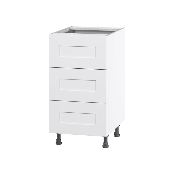 Hugo&Borg Jolie 18-in W x 34.5-in H x 25-in D Warm White 3-Drawer Base Fully Assembled Cabinet