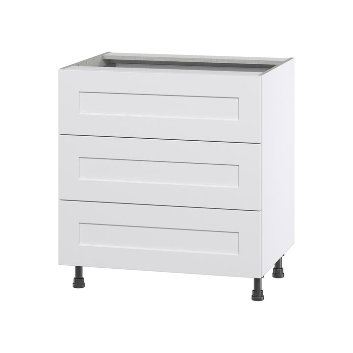 Hugo&Borg Jolie 30-in W x 34.5-in H x 24-in D Warm White 3-Drawer Base Fully Assembled Cabinet